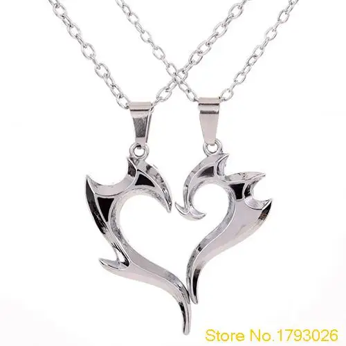 Romantic Heart Magic Wand Pendant Alloy Couple Necklace Chain for Lover's Gift 4TJN |