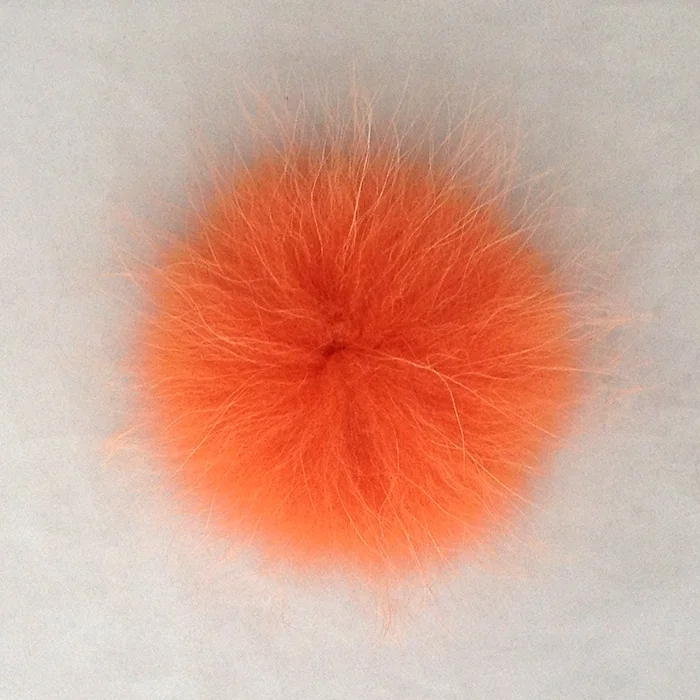 Большой(14-15 см) помпон из натурального меха енота, для женских/детских вязанных и меховых шапочек, брелка цепочки для ключей. Цвет на выбор - Цвет: orange