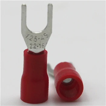 

1000pcs SV1.25-4 Insulated Crimp Cold pressed Terminal Furcate Y/U shape wire terminal Brass for AWG22-16 Thickness 0.5MM
