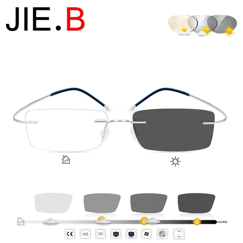 Новые очки без оправы зеркало для чтения из титанового сплава оправа плоские очки, фотохромные очки+ 1,0+ 1,5+ 1,75+ 2,0+ 2,25