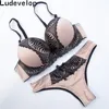 Ludevelop New Women's underwear Set Lace Sexy Push-up Bra And Panty Sets Bow Comfortable Brassiere Young Bra Deep V Lingerie ► Photo 3/6