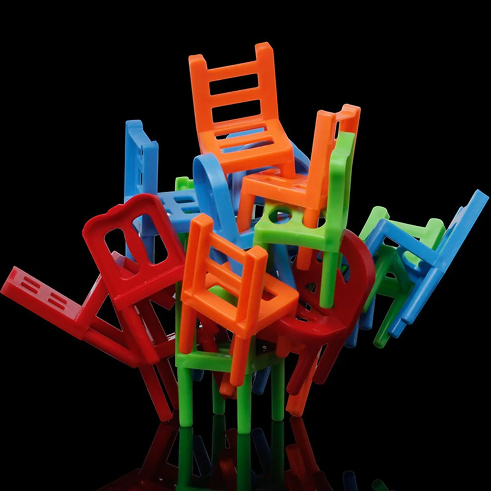 18Pcs Balance Chairs Toys Stacking Chairs Plastic Blocks Balance Toy Early Educational Toys For Kids Interactive Challenge Game