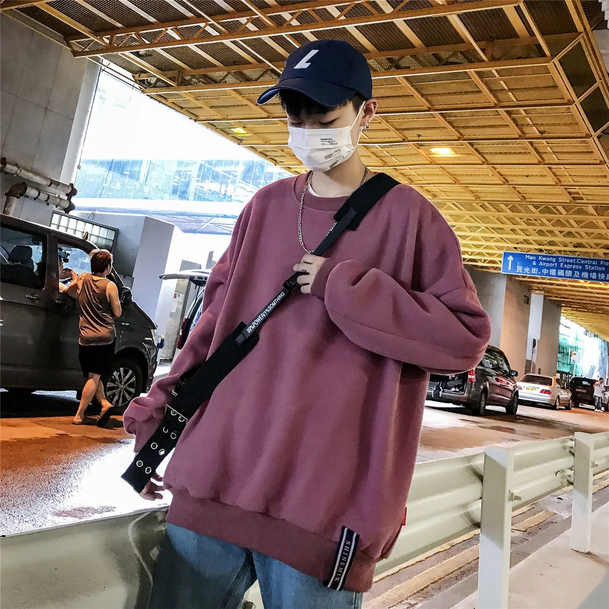 2018 autumn new exquisite Korean version of the solid color head round neck men's casual sports shirt size M-2XL free postage | Мужская