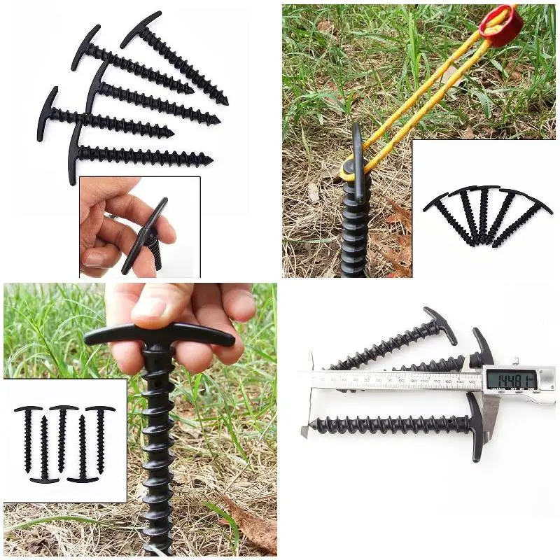 

5 Pcs Plastic Screw Spiral Tent Peg Stakes Nail Outdoor Camping Awning Trip Kit Tools 19ing