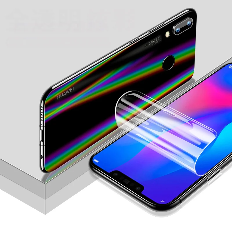 

for Huawei Nova 4 / 3 / Nova 3i Screen Protector + Aurora Back Film Soft TPU Full Coverage Anti Shock with 2 Clean Kits
