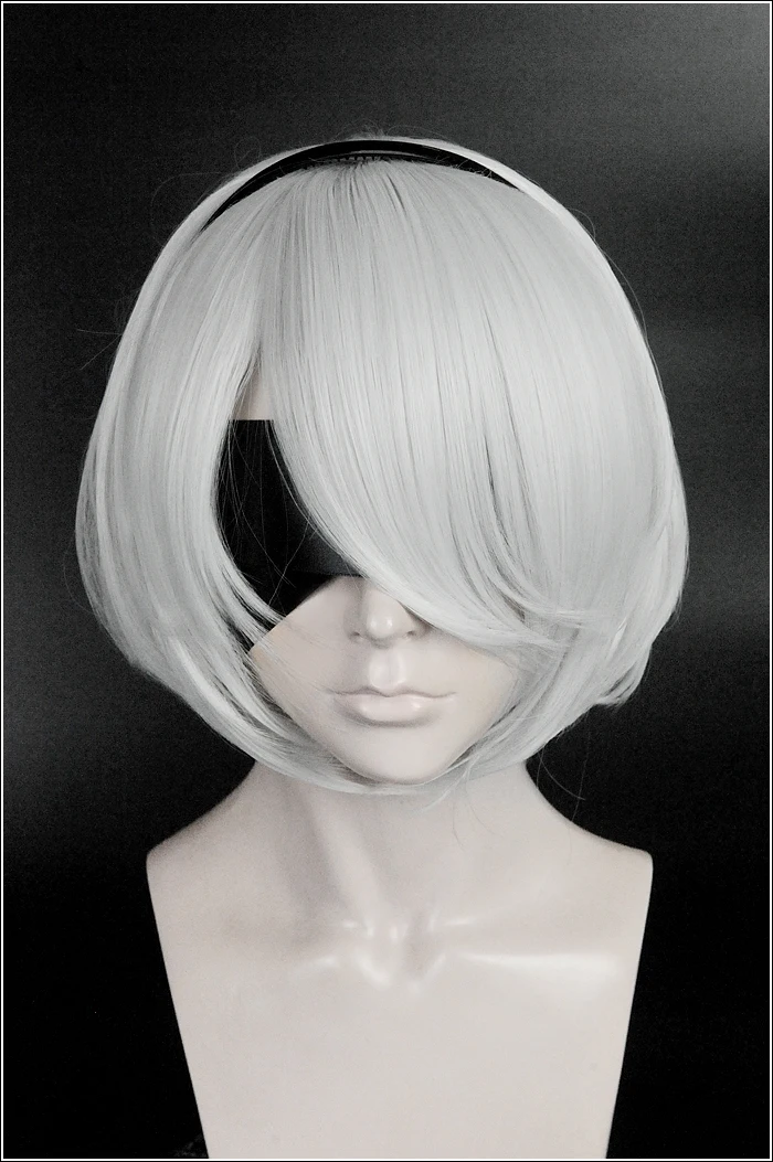 Nier Automata 2B YoRHa No.2 Тип B Heroine короткие Серебристые белые Bobo термостойкие косплей