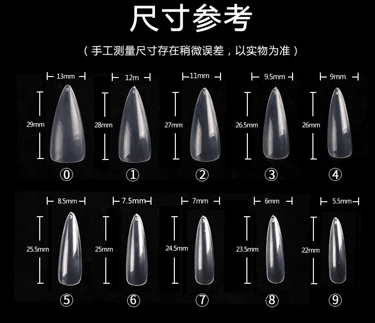 1 упак./лот острым концом нейл-арта полного покрытия овальной стилет Ложные ресницы прозрачный Маникюр для кончиков ногтей длинные миндаля искусственные ногти