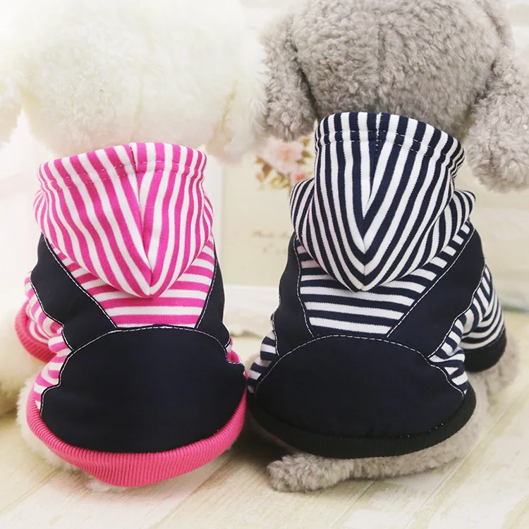 Fall and Winter New Stripe Dog Clothes Small Medium Golden Hair dogs pets clothing | Дом и сад