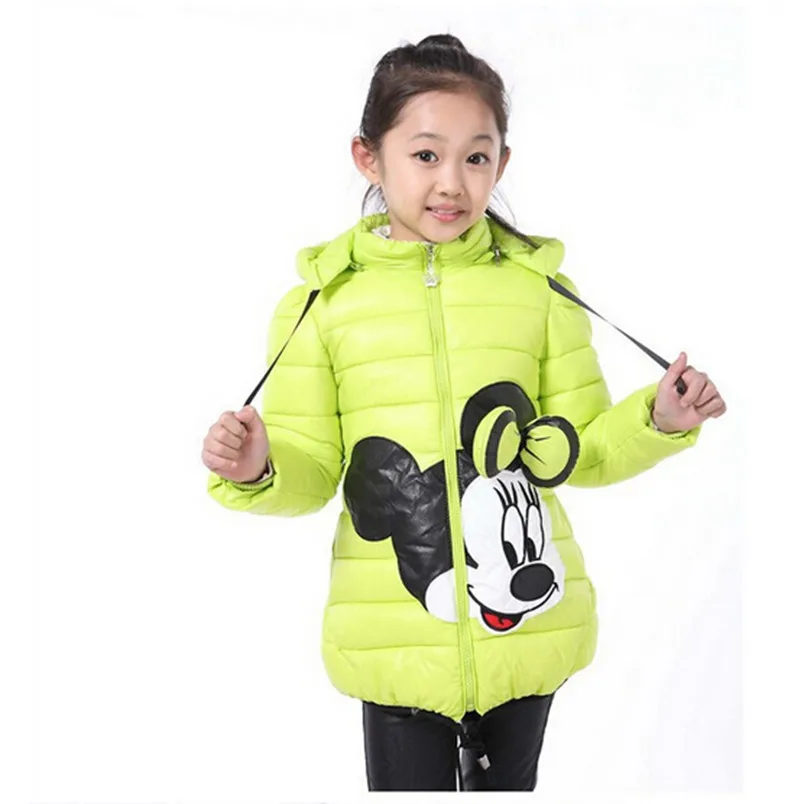 Menina dos Desenhos Animados com Capuz Cabolsa para 3-6 Meninas Moda Jaquetas Crianças Roupas Mickey Minnie Outerwear Topos Inverno Algodão Anos 26 Cheap Jaquetas e casacos