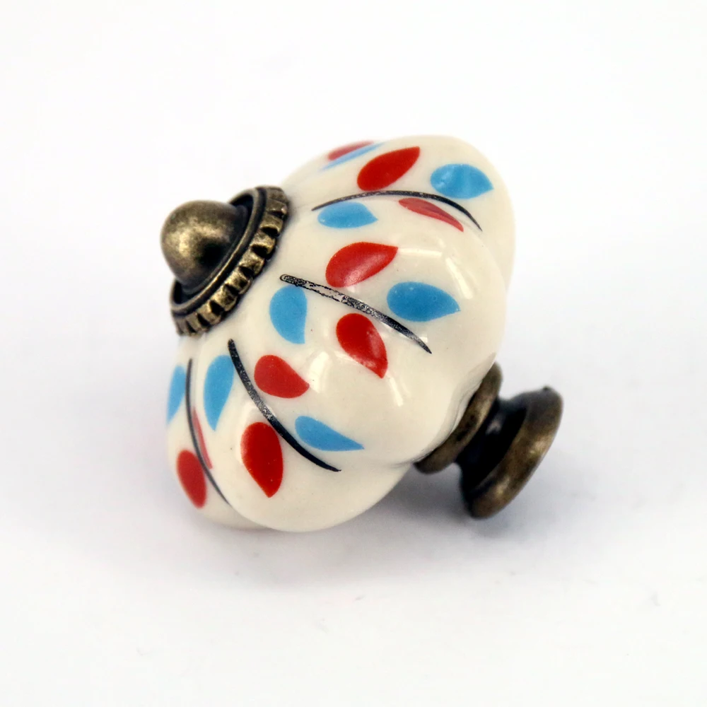 Buy Rustico Leaf painted ceramic knobs porcelain