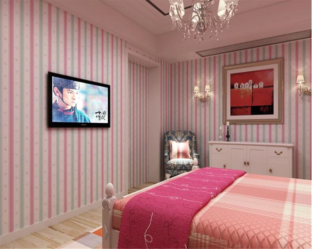 Beibehang coreana personalidad niños niña niño rayas papel princesa habitación no tejida papel de parede 3d papel pintado Beibehang coreana personalidad niños niña niño rayas papel princesa habitación no tejida papel de parede 3d papel pintado