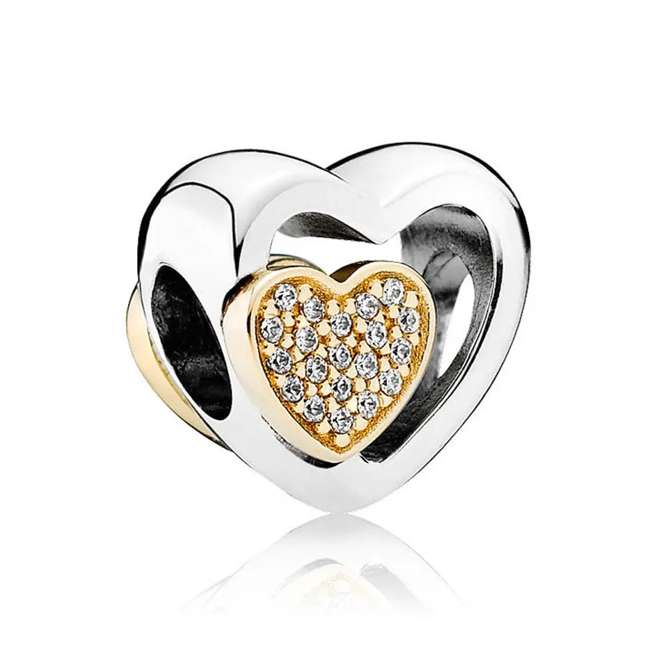 

Authentic S925 Sterling Silver DIY Jewelry Joined Together Charms fit Pandora Bracelet Bangle Pave Crystal Clear CZ