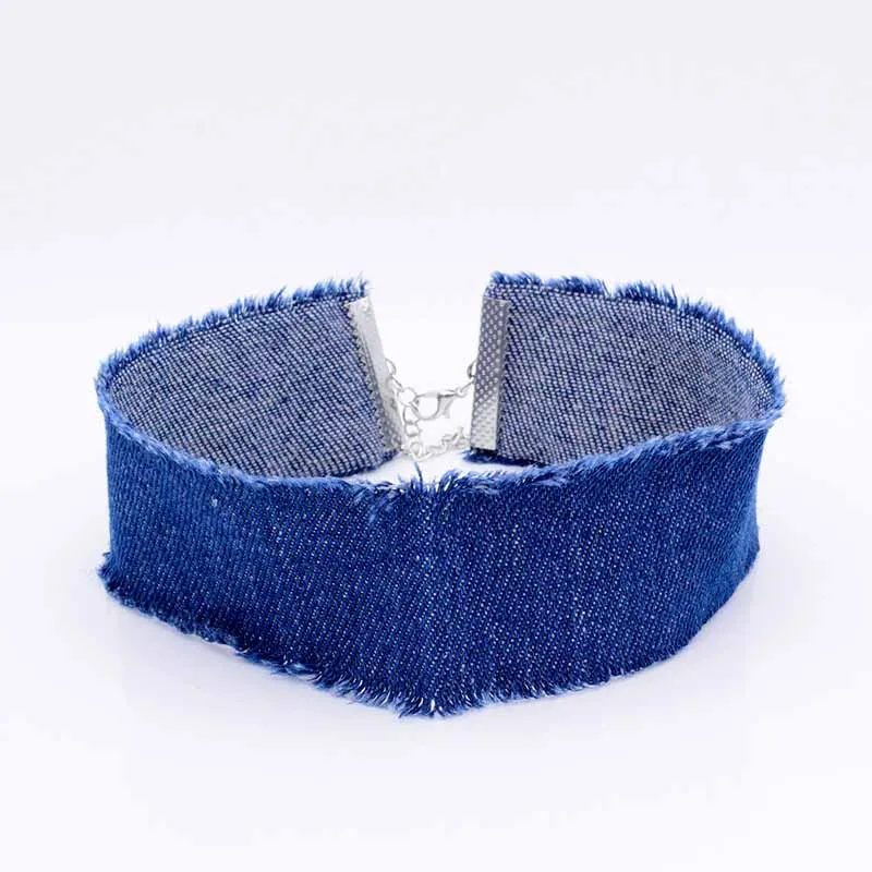 Синий джинсовый галстук-бабочка колье ожерелье для женщин с кисточками джинсы чокер с татуировкой колье ras de cou colar bijoux femme