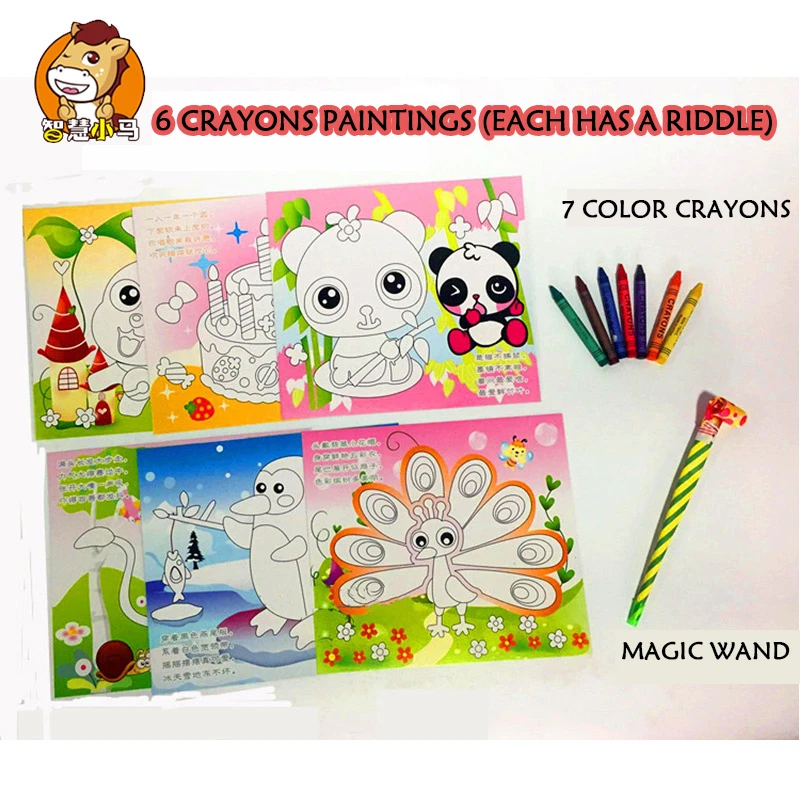 

New Style Hot Cartoon Crayon Painting Environmental Protection High-quality Material 6 A Bag Children Handmade Puzzle DIY Toys