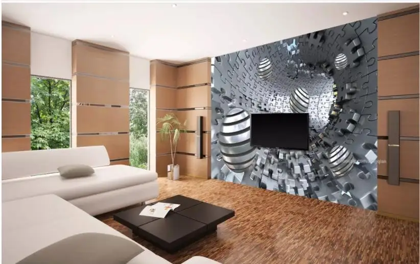 Custom Any Size Mural Wallpaper Abstract tunnel space stereo metal ball 3d background wall TV 3D Mural Wall Paper Custom Any Size Mural Wallpaper Abstract tunnel space stereo metal ball 3d background wall TV 3D Mural Wall Paper