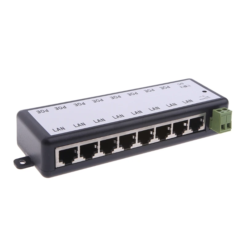 8 Port POE Injector For CCTV Surveillance IP Cameras Power Over Ethernet Adapter New