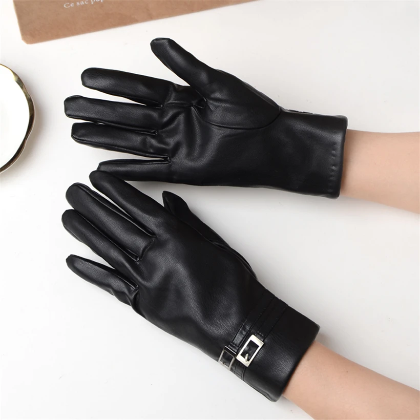 genuine leather women winter gloves  (1)