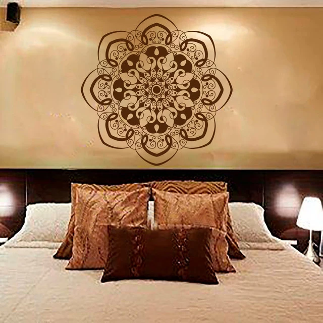 Wall Decal Mandala Sticker Yoga Lotus Flower Indian Art Bedroom Dorm Yoga Studio Bohemian Home Decor Interior Design