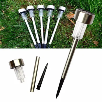 

12pcs/lot Stainless Steel Solar Path Light Garden Solar Power Light Outdoor Solar Lamp For Outdoor Landscape Grounding Sun Light