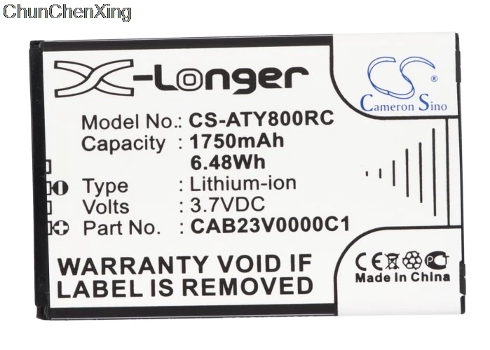 Аккумулятор Cameron Sino 1750 мАч CAB23V0000C1 для Alcatel One Touch Link Y580 Y800 Y800Z Y580D | Электроника