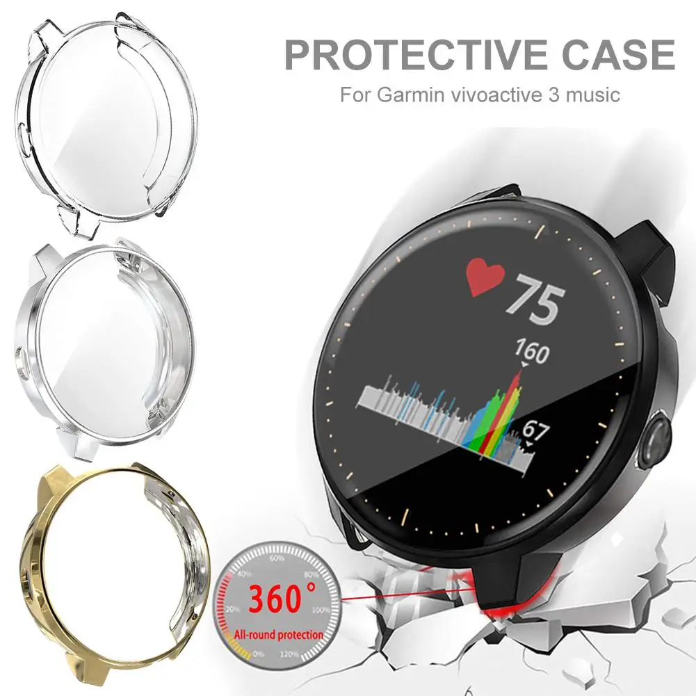 

Protector Case TPU Plated Protector Rugged Cover All-Around Protector Cover Bumper Waterproof Case For Garmin Vivoactive 3 Music