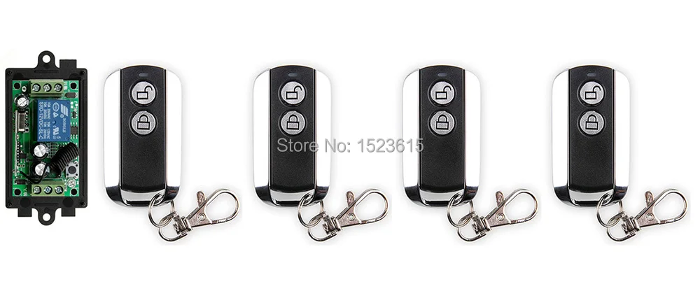 

New DC12V 1CH Wireless Remote Control Switch System teleswitch 1pcs Receiver & 4pcs 2 Keys metal waterproof Remote