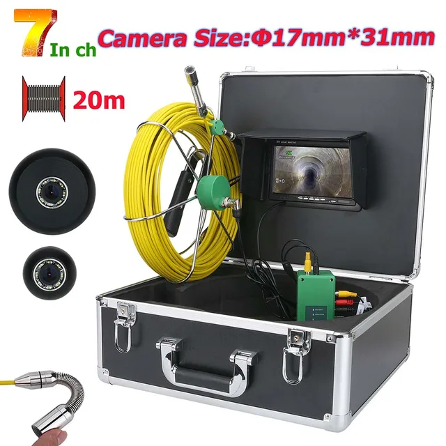 GAMWATER 20M 7inch 17mm Industrial Pipe Sewer Inspection Video Camera