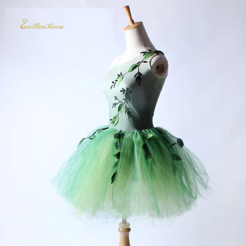 Классическая балерина для девочек; длинное балетное платье-пачка с зелеными листьями; балетное платье; большой балетный шоу; танцевальный костюм для взрослых; балетная Одежда для танцев