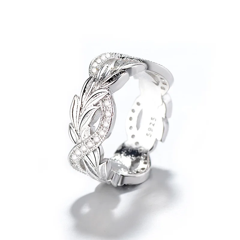 

Charms Silver Color Olive Tree Branch Leaves Rings For Women Girls Wedding Ring Size 6/7/8/9/10 Knuckle Finger Beautiful Jewelry