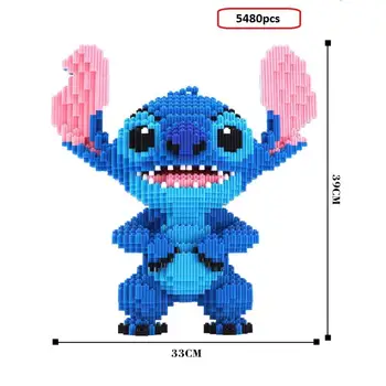 

Big size Connection Blocks Cute Anime Stitch Model DIY Building Bricks Cartoon Auction Figure Assembly Toys for Children Gifts