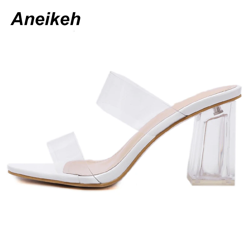 Aneikeh 2019 новые модные сексуальные женские туфли с открытым квадратным каблуком