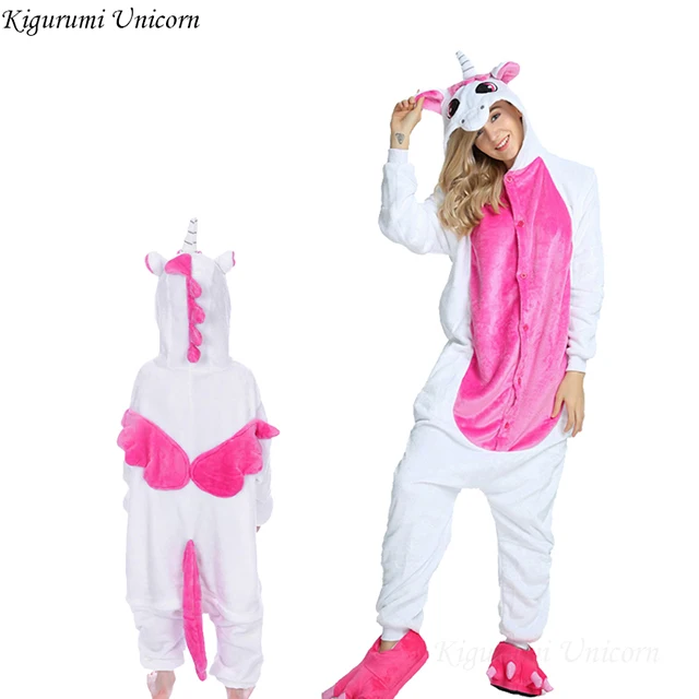 Женская пижама с единорогом для взрослых и детей; зимняя Пижама с единорогом; женская пижама для костюмированной вечеринки; домашняя одежда - Цвет: rose unicorn
