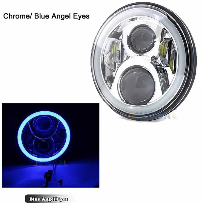 7-дюймовый круглый светодиодный фонарь с DRL угловыми глазами " для Honda CB 400 500 1300 Hornet 250 600 900 VTR 250 - Цвет: Chrome Blue Halo