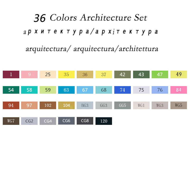 36 Architecture set Touchnew 168 цветов Набор художников двойная головка набор маркеров для эскизов для экологически чистых школьных принадлежностей маркер ручка дизайн маркер - Цвет: 36 Architecture set