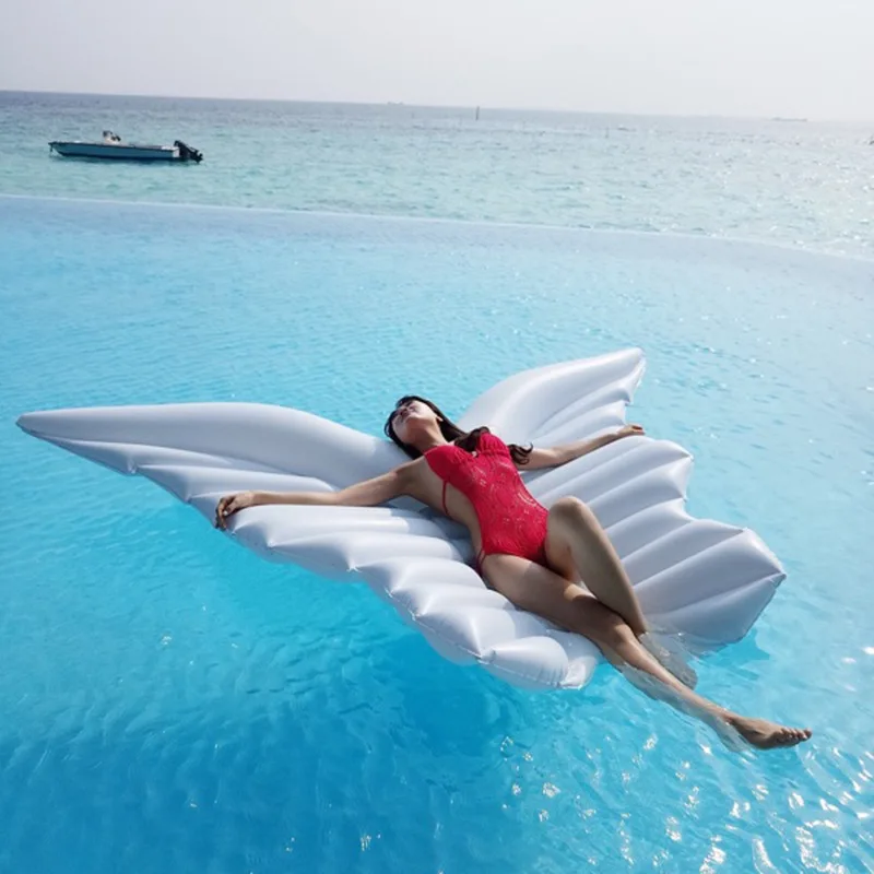 

Inflatable Angel Wings Pool Float Huge Size Wings Floating Bed Women Liferaft Swimming Ring Inflatable Pool Float Water Mount
