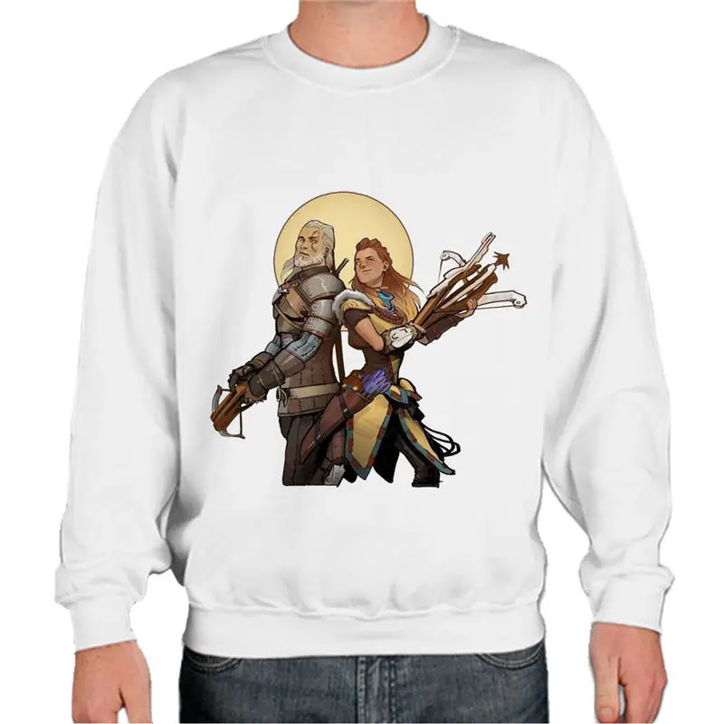 the witcher 3 Aloy and Geralt Hooded Hoodies Men Hip Hop
