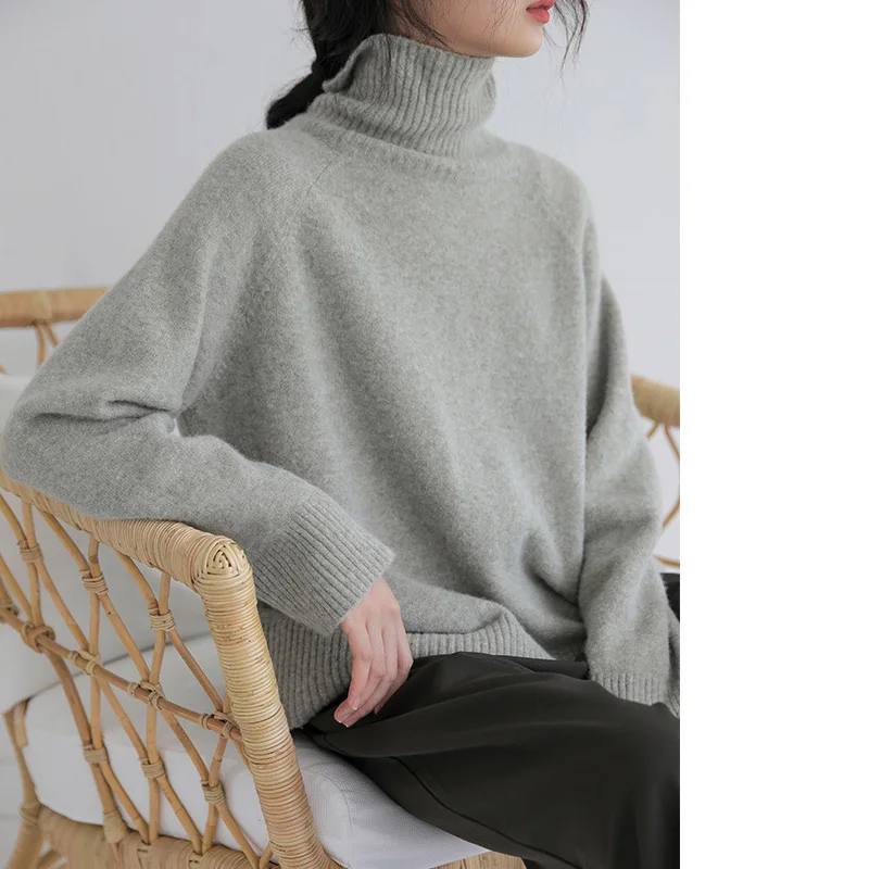 

Turtleneck Neck Wool Sweater Women Oversize Roll High Neck Jumper