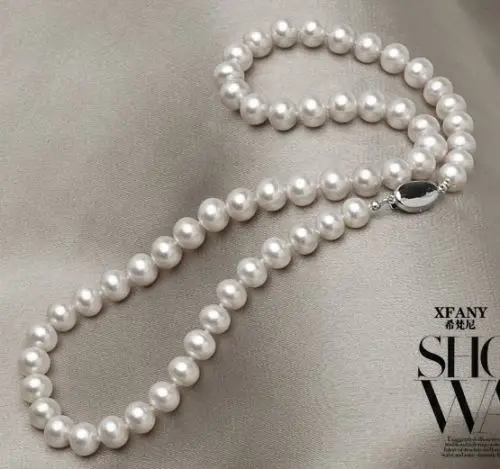 

FREE SHIPPING HOT sell new Style >>>> 18" 8-9mm AAA+ Akoya Cultured Natural White Pearl Necklace Handmade