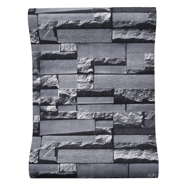 Modern Stacked Brick Wallpaper For Living Room - Image 3