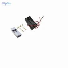 50Pcs 2xAA Battery Case Holder Socket Wire Junction Boxes With 15cm Wires, Dupont 2.54mm 2P Header and Crimps