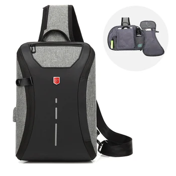 

New USB Charging Crossbody Bags Men Water Repellent Shoulder Bag ipad Messenger Bag Fashion Casual Oxford Chest Bag Anti-thief