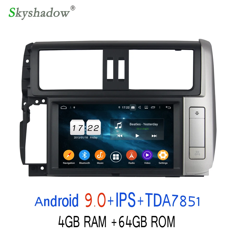 Perfect HD DSP IPS Android 9.0 4G 64G Octa CORE Car DVD Player For Toyota PRADO 2010 2011 2012 2013 Wifi LTE Bluetooth RDS RADIO GPS map 3