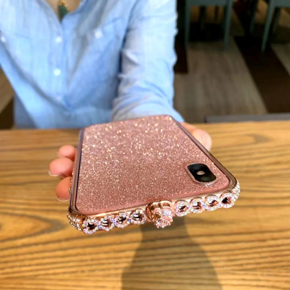 for iphone X XS Rhinestone Bumper Case Hybrid Cover for iphone 6 6s 8 7 plus for Apple Glitter Metal Diamond Bumper Frame Case  (7)