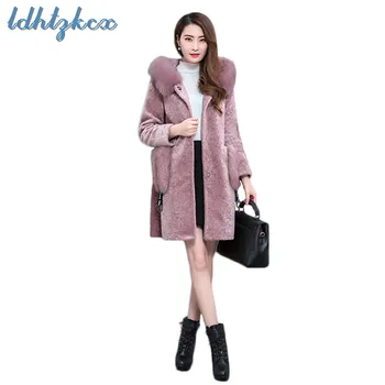 

LDHTZKCX Solid Color Large Size Long Faux Fur Coat Female 2018 Winter New Warmth Slim Elegant Casual Long Hooded Fur Coat LD518