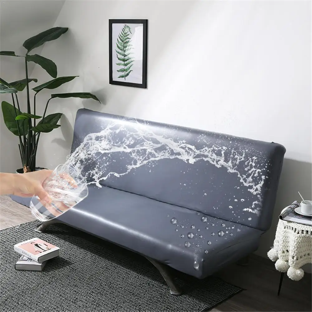 

Waterproof Sofa Bed Cover Sofa Bed Couch Seat Cover Slipcover Elastic PU No Armrest All-Covered Three-seat Sofa Cover