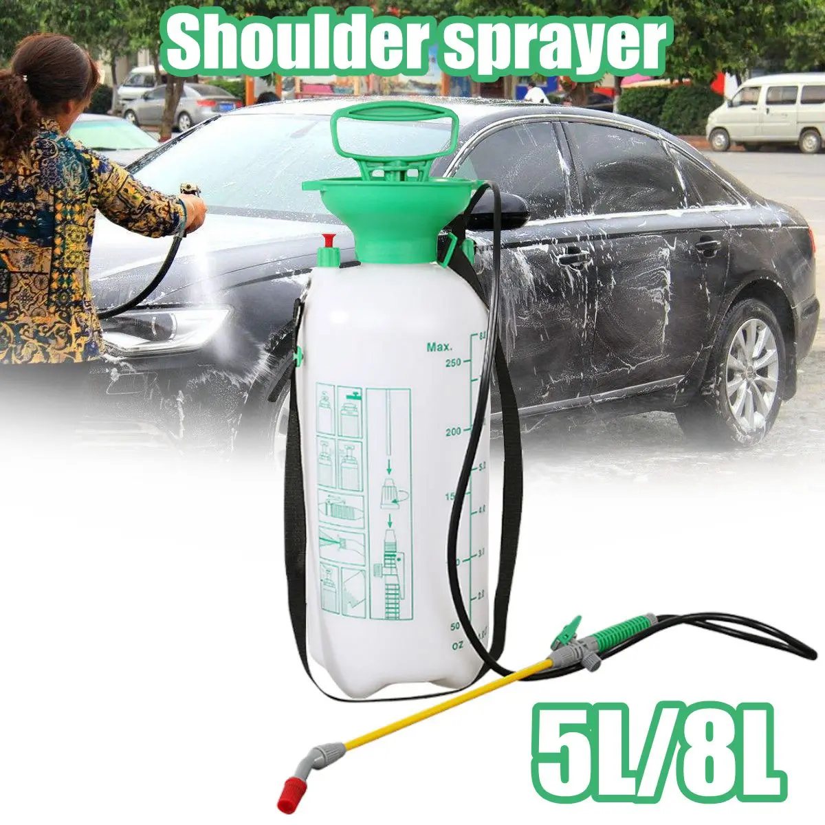 

Portable 8L Car Washing Pressure Spray Pot Auto Clean Pump Sprayer Bottle Pressurized Spray Bottle High Corrosion Resistance