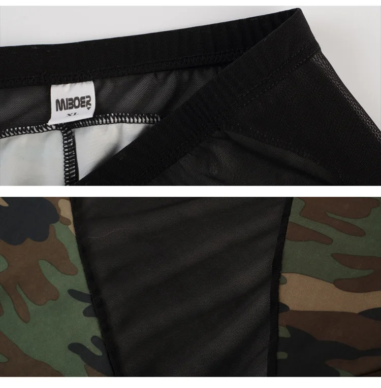 New brand Sleep pants Mesh LeggingTransparent sexy Camouflage Men's UnderPants with nylon joggers of Male Trousers long johns red pajama pants