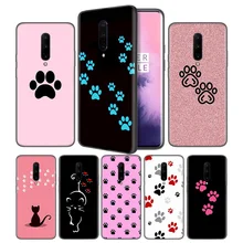 Cat Dog paw design Soft Black Silicone Case Cover for OnePlus 6 6T 7 Pro 5G Ultra-thin TPU Phone Back Protective Coque Fundas