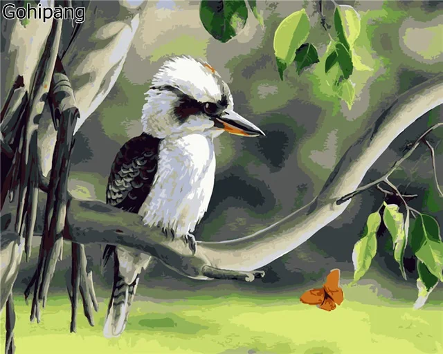 

Frameless painting by numbers paint by number for home decor picture oil painting for living room Perched bird on the tree