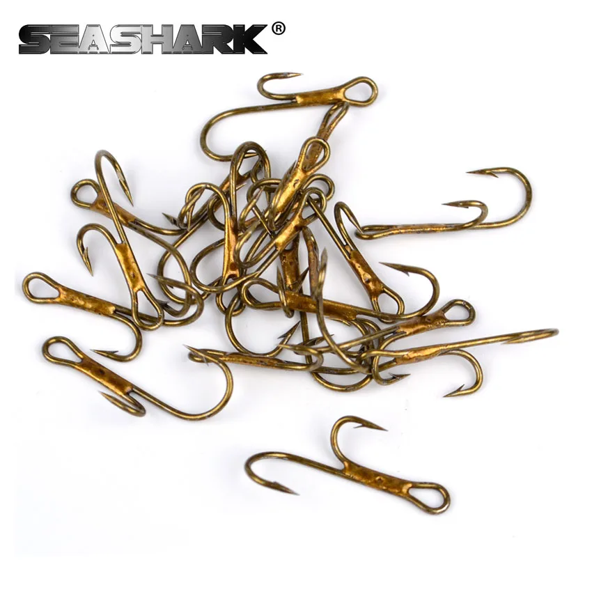SEASHARK 20pcs/set 12468 Double Claws Salmon Fly Hooks Two Anchor